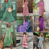 New Geometric Collage Puff Sleeve Dress Plus Size Women's Clothing