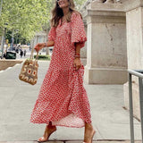 New Geometric Collage Puff Sleeve Dress Plus Size Women's Clothing
