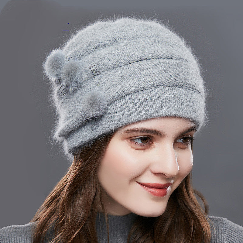 Spring, Autumn And Winter Middle-aged And Elderly Ladies Rabbit Fluffy Hat