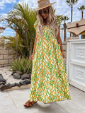 New Fashion Short Sleeve Printed Maxi Dress Beach Dress