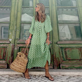 New Geometric Collage Puff Sleeve Dress Plus Size Women's Clothing