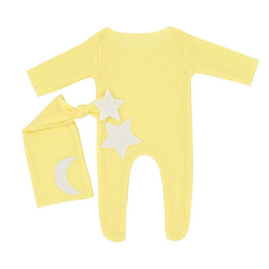 Newborn Photography Stars And Moon Decoration Knitted Jumpsuit