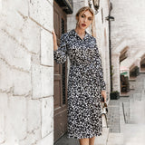 Floral Print Long Sleeve Lace Up Women\'s Dress