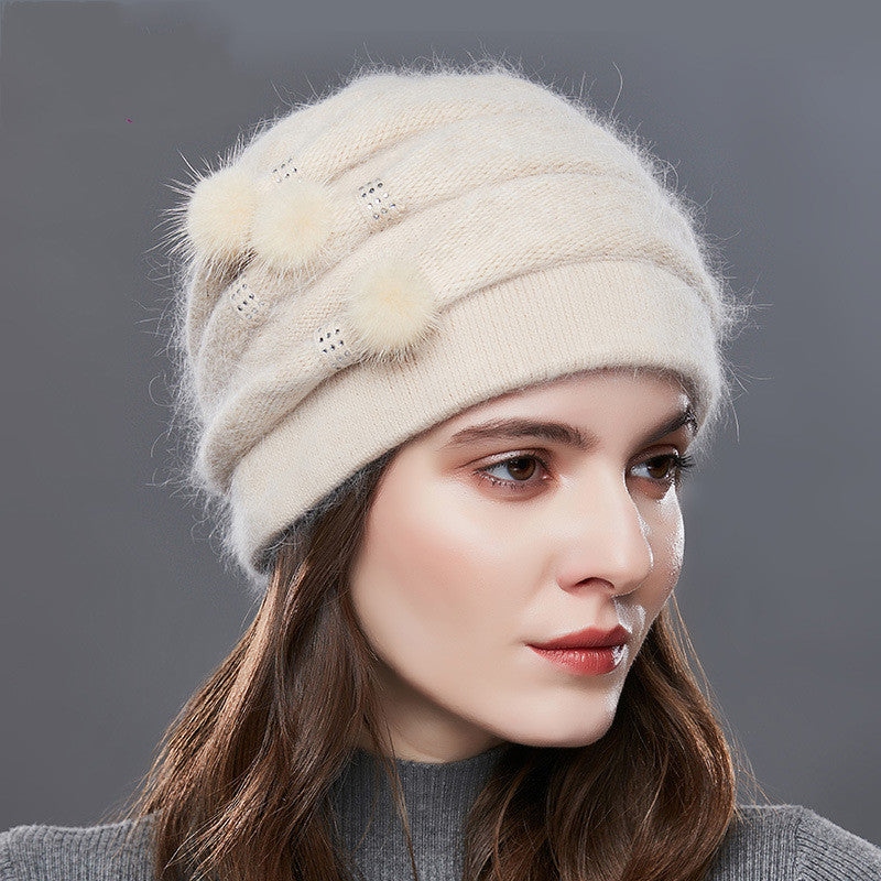 Spring, Autumn And Winter Middle-aged And Elderly Ladies Rabbit Fluffy Hat