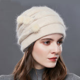 Spring, Autumn And Winter Middle-aged And Elderly Ladies Rabbit Fluffy Hat