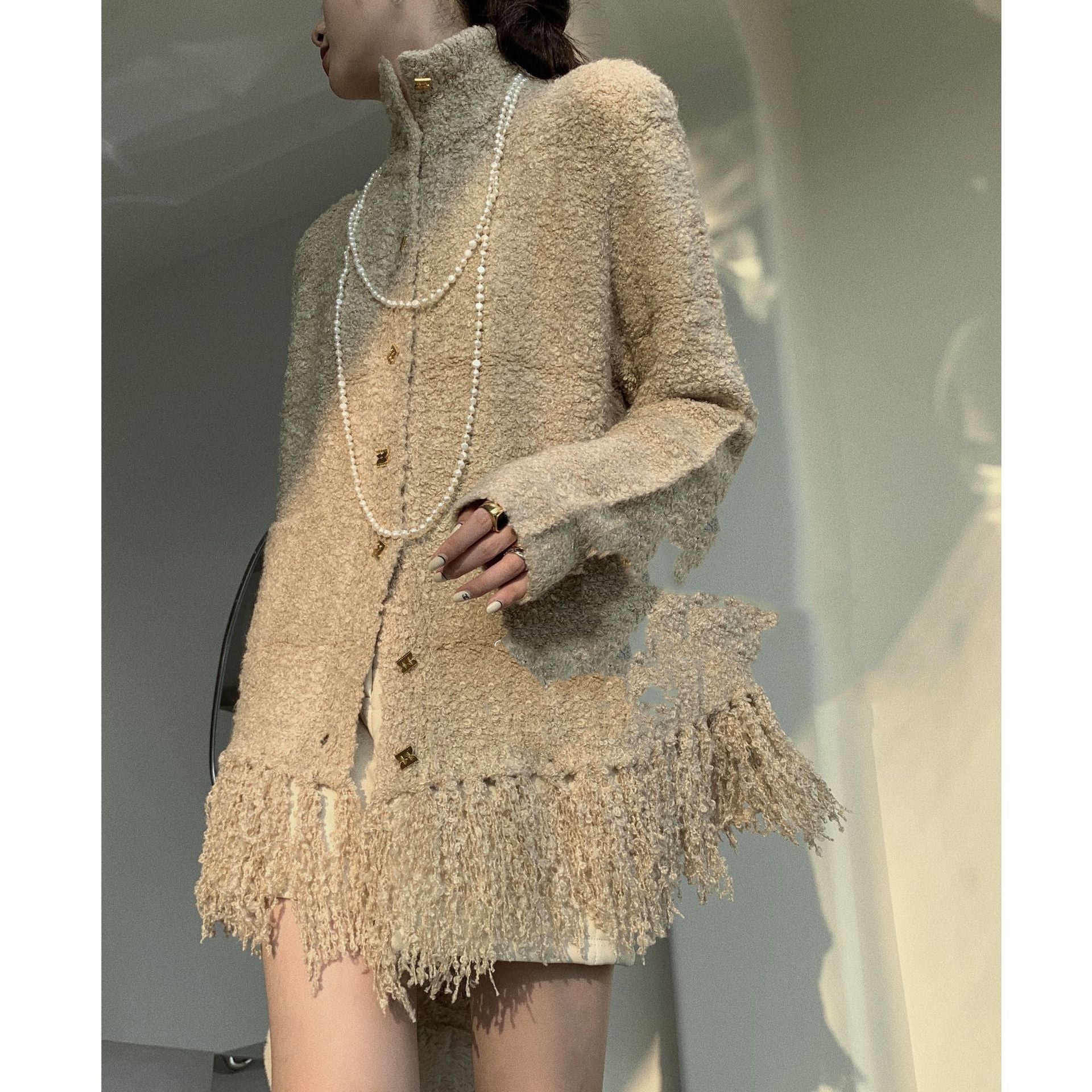 Turtleneck Tassel Cardigan New Autumn And Winter Loop Wool Sweater Coat Women