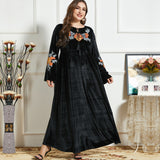 Women's Thickened Gold Velvet Ethnic Embroidery Casual
