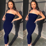 Sleeveless Wrapped Chest Long Beach Dress Women Clothing Summer