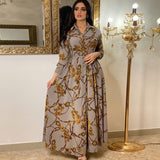 Women's Eastern Vintage Print Lace-Up Dress